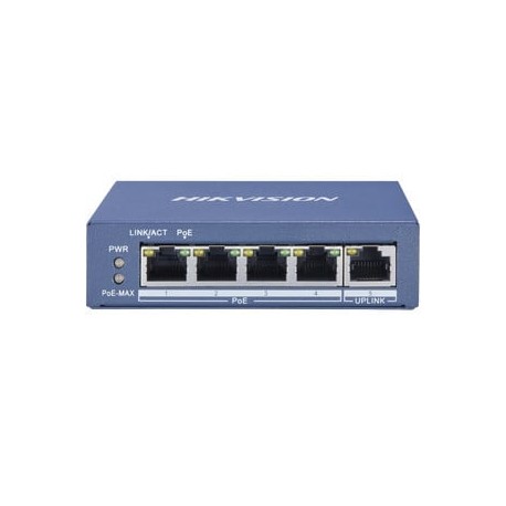 HIKVISION DS-3E0505P-E/M Switch Gigabit PoE / No Administrable / 4 Puertos 10/100/1000 Mbps PoE / 1 Puerto 10/100/1000 Mbps Upl