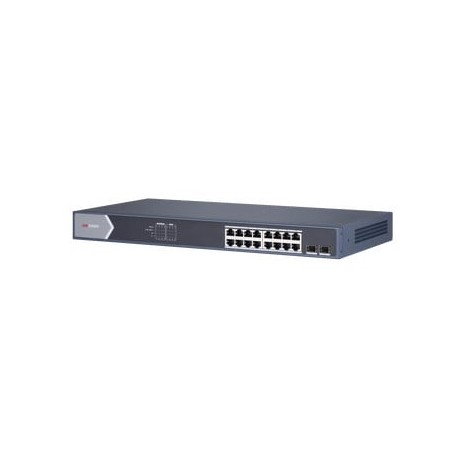 HIKVISION DS-3E1518P-SI Switch Gigabit PoE / Administrable / 16 Puertos 10/100/1000 Mbps PoE / 2 Puertos SFP / Configuracion Re