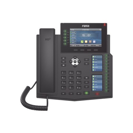 FANVIL X6U Telefono IP Empresarial con Estandares Europeos 20 lineas SIP con pantalla LCD a color 60 teclas DSS/BLF puertos Gig