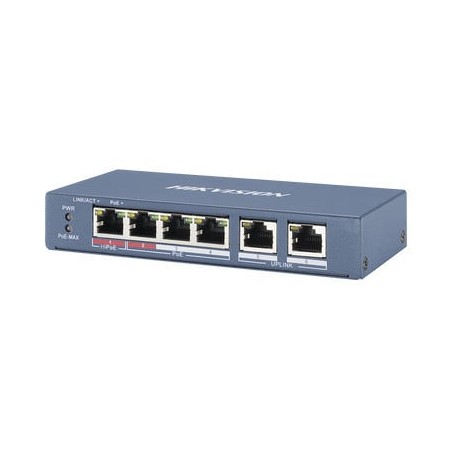 HIKVISION DS-3E0106HP-E Switch PoE / No Administrable / 3 Puertos 10/100 Mbps 802.3 af/at (30 W) 1 Puerto 100 Mbps Hi-PoE (60 W