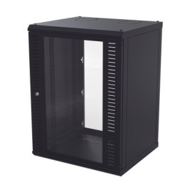 LINKEDPRO BY EPCOM SR-1916-GFP Gabinete para Montaje en Pared Puerta de Cristal Templado Cuerpo Fijo con Rack 19" de 16 Unidade